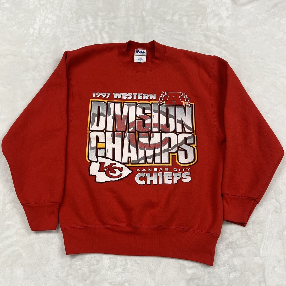 Pro Layer Sweatshirt Mens Medium Red 1997 Kansas City Chiefs Division Champs
